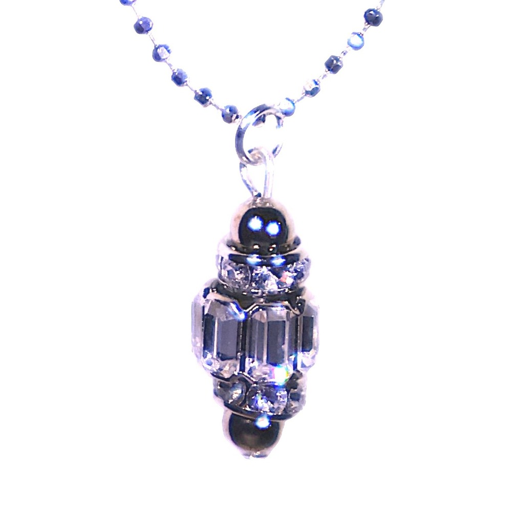 Swarovski Crystal Silver Overlay Pendant Necklace One of a Kind Design New NWOT